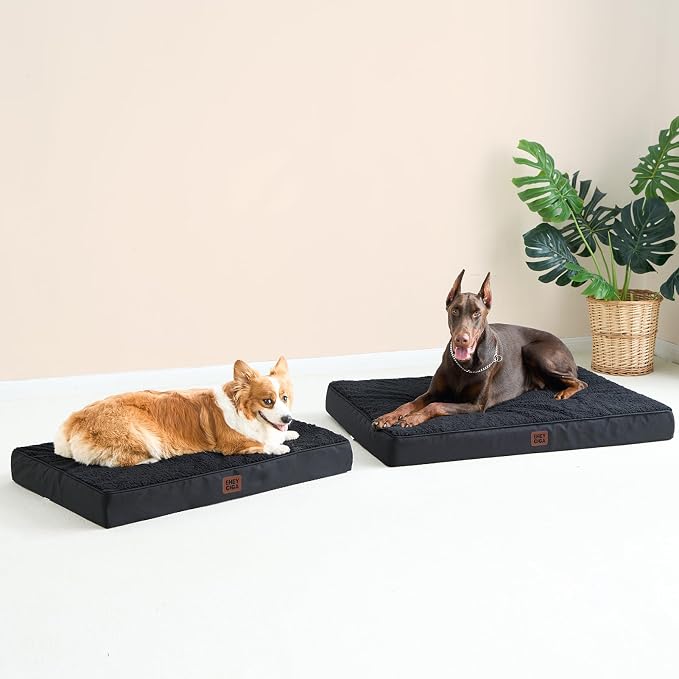 EHEYCIGA Orthopedic Dog Bed Large with Removable Washable Cover, 50IN Black | Egg Crate Foam Support, Durable Oxford fabric, Non-Slip Bottom, Machine Washable, Soft Waterproof Plush Pet Bed Mat For Crate - Image 9