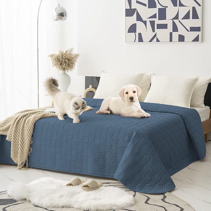 Tcksstex Waterproof and Non-Slip Dog Bed Cover and Pet Blanket Sofa Pet Bed Mat ,car Incontinence Mattress Protectors Furniture Couch Cover for Most Cats Dogs, Pets(40x50- Navy Blue) - Image 7