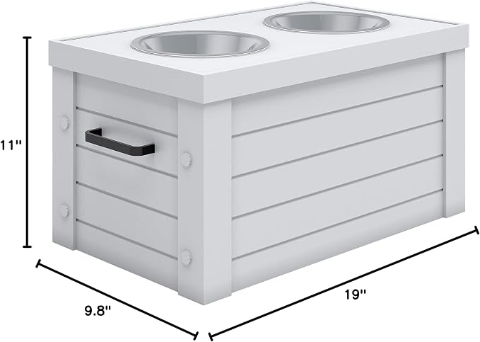 New Age Pet ECOFLEX Medium Piedmont Elevated Dog Feeder in Antique White, Two Bowl Design, Removable Lid Storage, 24 oz Bowls, Space Efficient, for Small to Medium Size Dogs, Easy Clean - Image 7