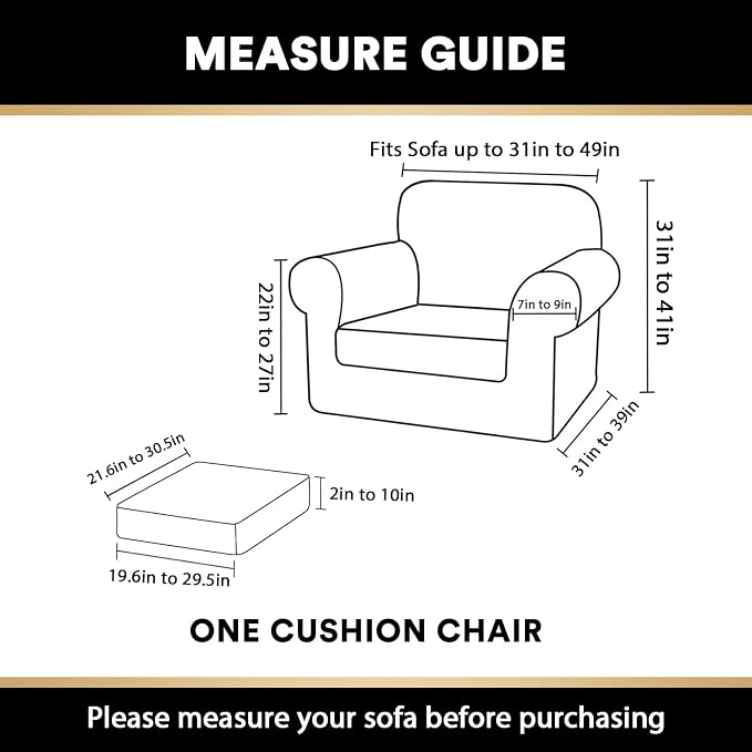 PrinceDeco Velvet Plush Couch Cover Stretch 2 Piece Chair Cover Chair Slipcover Washable Furniture Protector Couch Soft with Elastic Bottom Armchair Cover Width Up to 49 Inch(Small, Mocha) - Image 6