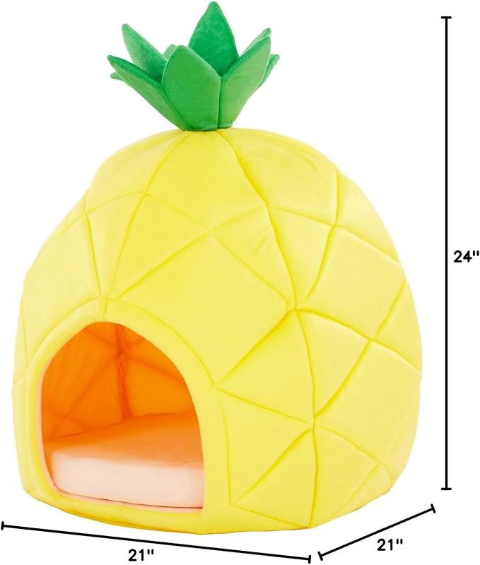 YML Pineapple Pet Bed House for Cat, Kittens, Dogs, and Pupppies, Medium, Yellow - Image 6