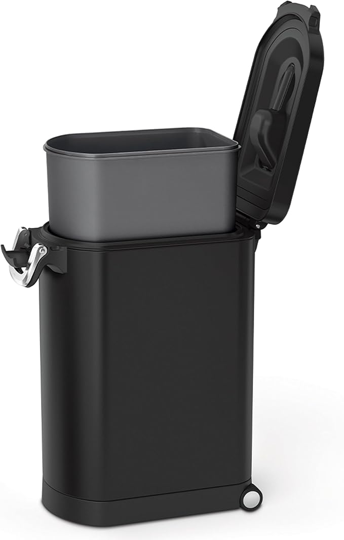 simplehuman Large Pet Food Storage Container, Holds 30-35 lb / 14-16 kg of Dry Dog Food, Cat Food, or Bird Seed, Airtight Lock-Tight Lid with Magnetic Scoop, BPA-Free, Matte Black Steel - Image 5