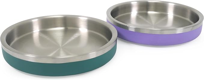 Rosewood Premium Double-Wall Stainless Steel Pet Food Shallow Bowl 480ml - Teal - Image 3
