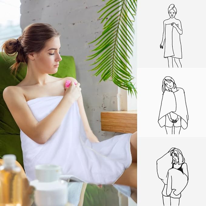 KinHwa Microfiber Bath Towel 30x60inch 2 Pack Extra Large Bathroom Towels,Ultra Absorbent Shower Towel Set,Quick Dry Soft Bath Sheets for Spa, Swimming, Pool- White | Large absorbent bath towel for shower, spa, swimming, pool. Soft quick dry microfiber... - Image 6