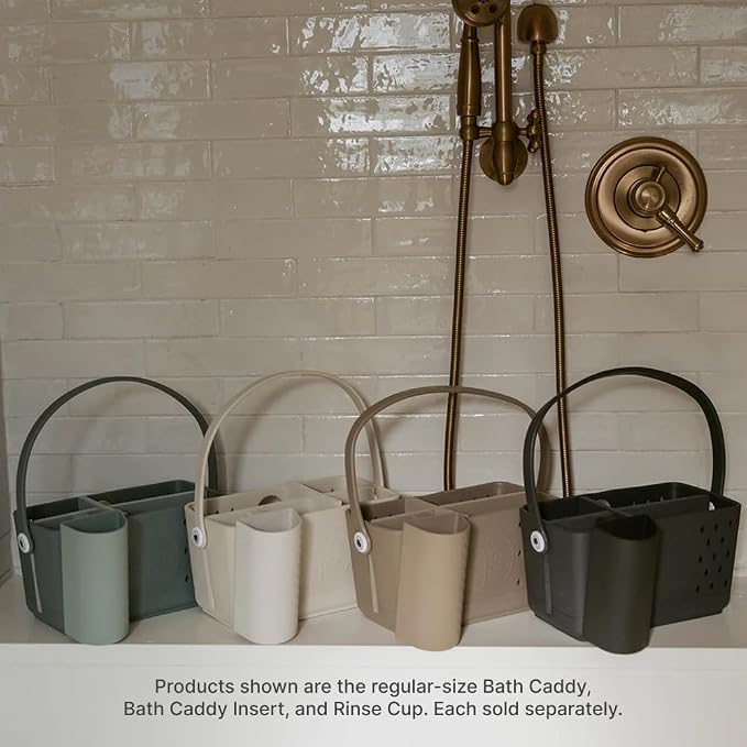 Parker Baby Co. Quick-Dry Bath Caddy Organizer with Handle - Smoke, Large | BPA-free, food-grade shower caddy & bath organizer that stores toys and bath supplies in a sturdy, easy-carry handle design - Image 9