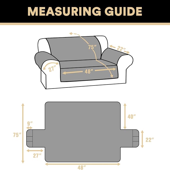 PrinceDeco 100% Waterproof Loveseat Covers for 2 Cushion Couch Sofa Covers Waterproof and Washable Sofa Slipcover with Side Pocket Furniture Protector with Elastic Straps(Loveseat 48", Taupe) - Image 6