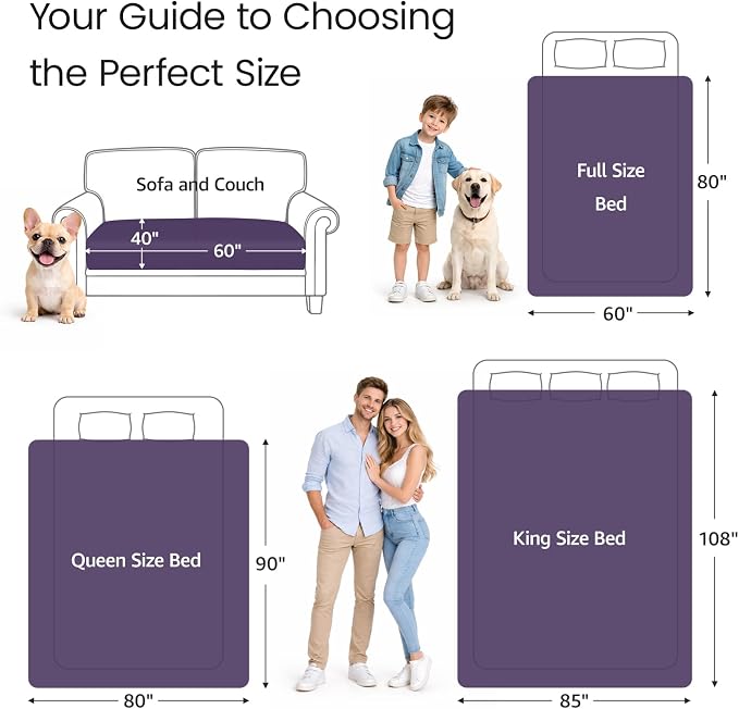 LOOBANI Waterproof Blanket for Couch, Reversible Leakproof, 40"x60" | Pet Blanket for Large Dogs, Soft Flannel & Coral Fleece, Sofa Blanket, Stain-Proof for Bed Cover, Travel, Deep Purple - Image 7