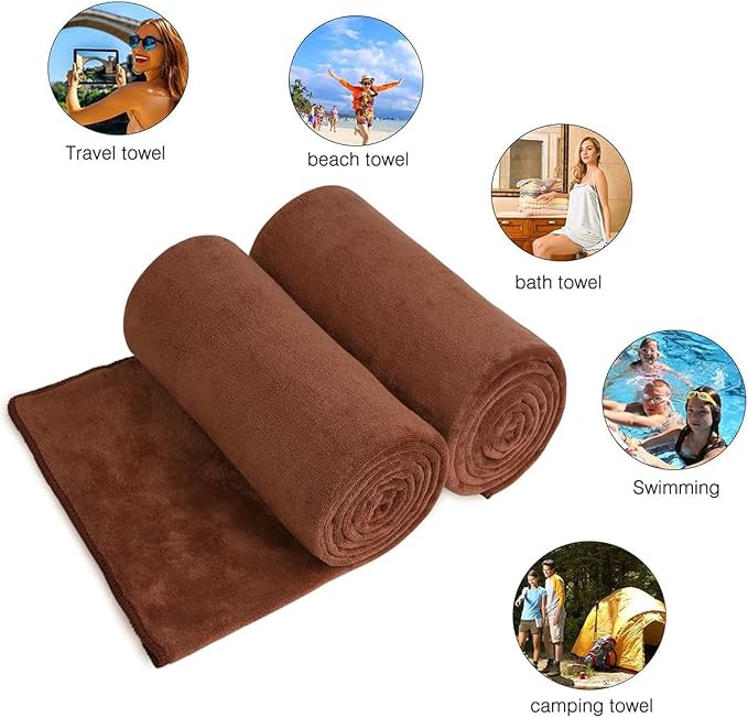 JML Microfiber Bath Towels, 30" x 60", 4 Pack, Brown | Oversized, Soft, Super Absorbent, Fast Drying Bathroom Towel Set for Sport, Fitness, Yoga - Image 7