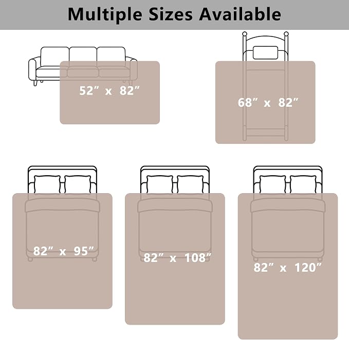 Waterproof Blanket for Dogs - Reversible Furniture Protector | TPU Leak-Proof Liner, Soft Velvet & Flannel Pet Throw, Machine Washable, For Couch and Bed, 82" x 108", Beige/Khaki - Image 7
