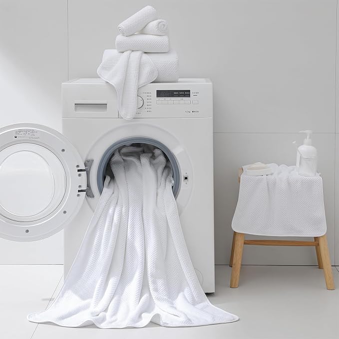 18 Piece Microfiber Bath Towels Set - 6 Bath Sheets,6 Hand Towels And 6 Washcloths,Soft Family Towels,Highly Absorbent Bathroom Towel,Quick Dry Shower Towel Luxury Towels For Hotel Spa Dorm-White - Image 7