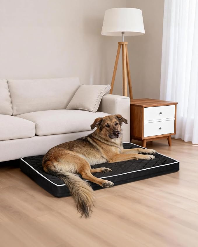 NUPIDA Orthopedic XL Dog Beds Large Sized Dog Waterproof Pet Kennel Pad with Removable Washable Cover and Non-Slip Bottom, 41x27 Inch, Black - Image 7