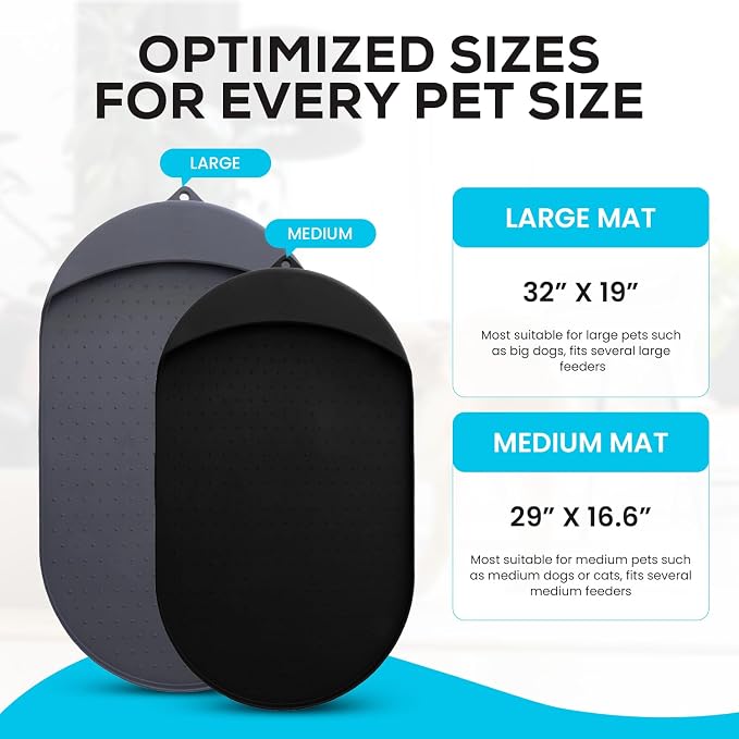 Dog Food Mat - 29” x 16.6” Pet Feeding Mat with Residue Collection Pocket - Large Silicone Dog Mat for Food and Water - Waterproof Dog and Cat Bowl Mat, High Edges to Prevent Spills, Black - Image 7