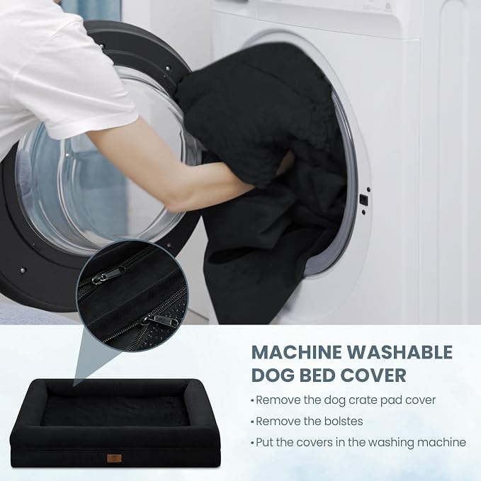 XL Orthopedic Dog Bed Waterproof for Extra Large Size Dogs | 360 Degree Bolster Support, Egg Crate Foam, Waterproof Liner, Non-Slip Bottom, Machine Washable Cover, 41 x 29 Inch - Image 6