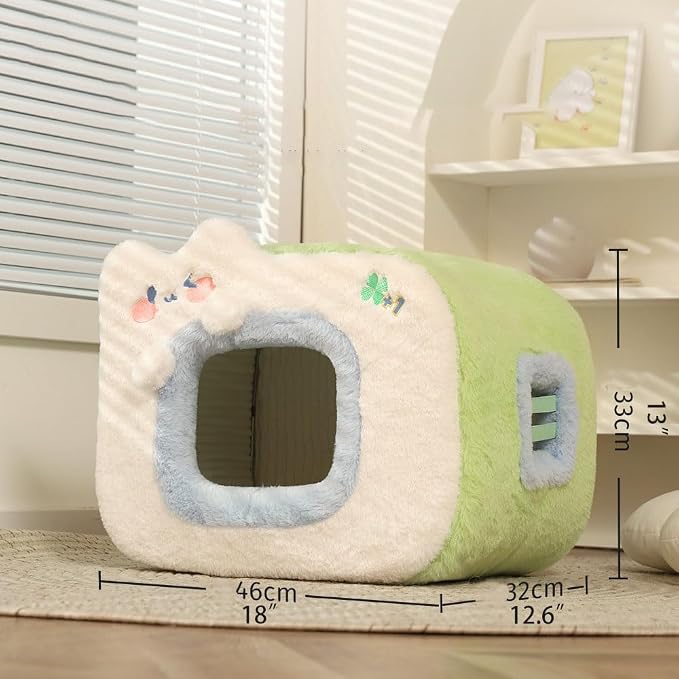 Cute Cat Bed for Indoor Pets - House Tent With Removable Washable Cushioned Pillow, Dog Bed With Cover Cave, Pet Bed (E) - Image 6