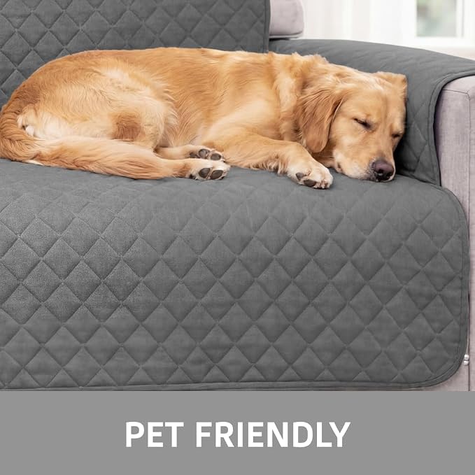 Sofa Shield 100% Waterproof Couch Cover with Patented Straps, Slip and Stain Resistant Furniture Protector, Machine Washable Sofa Slipcover for Dogs Cats Pets Kids, 70 inch Seat, Dark Gray - Image 9