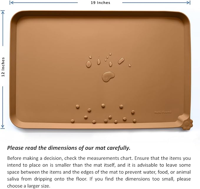 Hoki Found Silicone Pet Food Mats Tray - High-Lips Pet Dog Cat Bowl Mats - Dog Pet Cat Feeding Mat - Waterproof Dog Cat Food Mats -Pet Water Mats for Floors - Butterscotch - Image 5