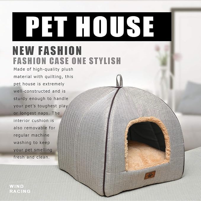 WINDRACING Cat Bed for Indoor Cats - Cat Cave Beds Cat House Cat Tent with Removable Washable Cushioned Pillow, Soft Kitten beds,Cat Beds & Furniture, for Small and Medium Pet Bed - Image 6