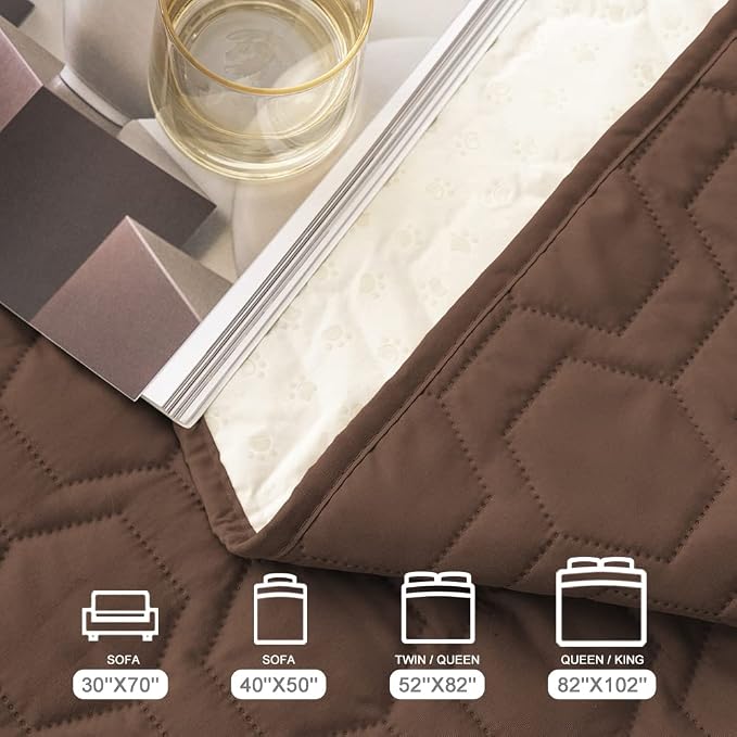 Tcksstex Waterproof and Anti-Slip Dog Bed Cover and Pet Blanket Sofa Pet Bed Mat car Incontinence Mattress Protectors Furniture Couch Cover for Most Cats Dogs, Pets(30x70-Chocolate) - Image 6