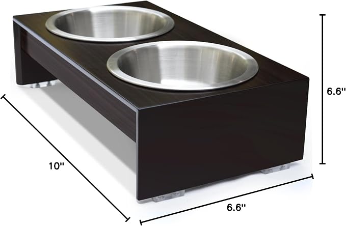 PetFusion Bamboo Elevated Dog Bowls; Cat Bowls | Raised Feeders w/ Water Resistant Seal (Short 4"; Tall 10”) | US FOOD GRADE Stainless Steel Dog & Cat Bowl - Image 10