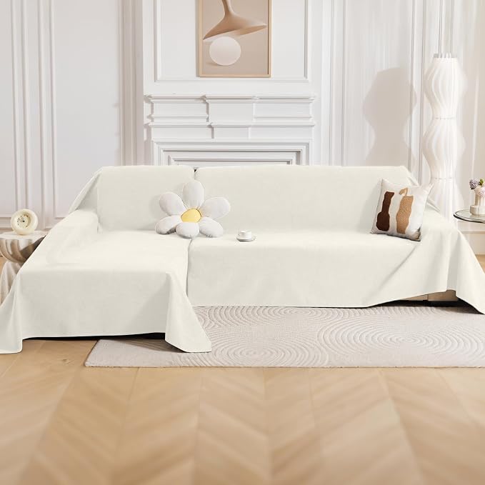 Deep Dream Sectional Couch Covers, 2 Pieces 100% Waterproof L Shaped Sofa Cover, Non Slip Couch Cover for Dogs Cats Washable, Pet Friendly Sofa Slipcovers Furniture Protector (XX-Large, White) - Image 7
