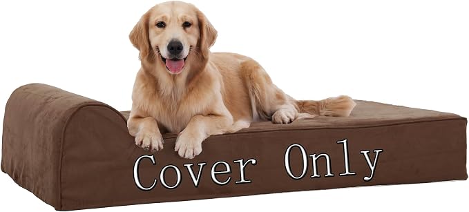 Rainmr Large Dog Bed Cover - Large Replacement Case for Memory Foam Pet Bed, Dog Bed Liner with Zipper, L Size, Chocolate, Covers Only by RainmrBedding
