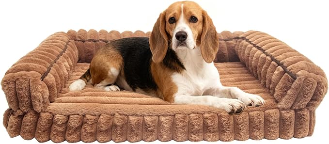 Waterproof Orthopedic Dog Bed for Medium Dogs Brown | Non-Slip Egg-Crate Memory Foam Dog Couch Pet Bed with Sides Removable Washable Cover for Crate - Image 8