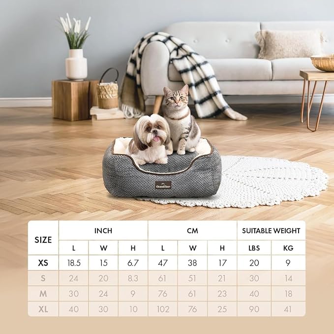 GRANDTIES Fluffy Dog Beds for Small Medium Large Dogs & Cats, Machine Washable Dog Bed, Rectangle Breathable Soft Calming Sleeping Warming Pet Beds w/Waterproof & Non-Slip Bottom (XS 17", Moonlight) - Image 6