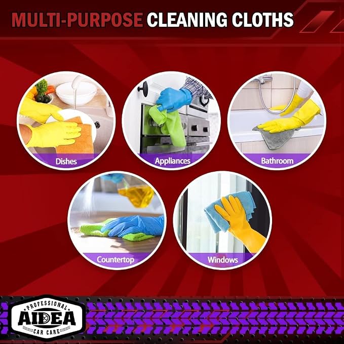 AIDEA Microfiber Cleaning Cloth 12 Pack, Microfiber Towels for Cars, Soft & Absorbent Cleaning Rags, Premium Lint Free Shop Towels for House, Kitchen, Car, 12inx16in - Image 7