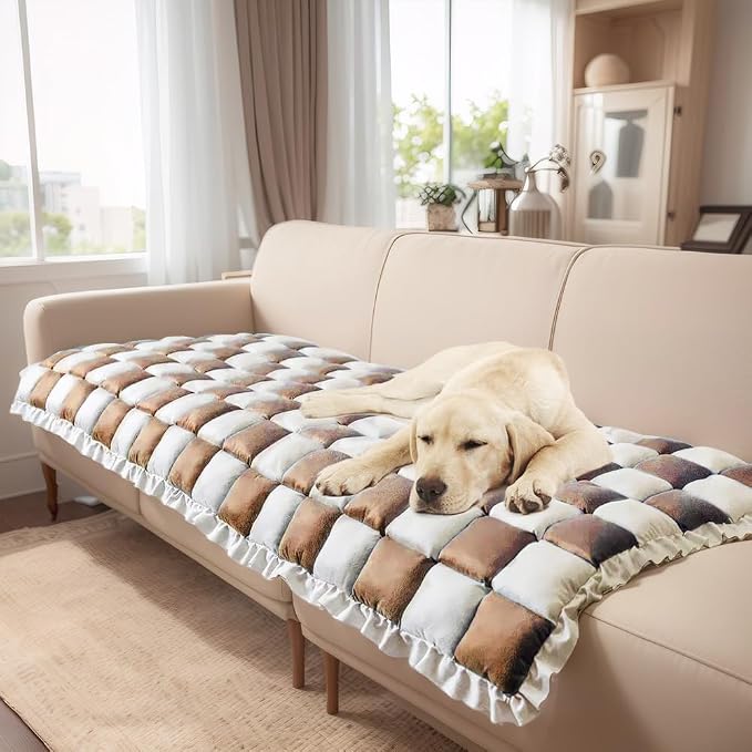 LiveGo Couch Cover for Dogs Washable, Sofa Cover Protector, Couch Covers for 3 Cushion Couch Sofa Pet Friendly, Soft, Non Slip (Coffee, 70x150 cm / 27.6x59.06 in) - Image 7