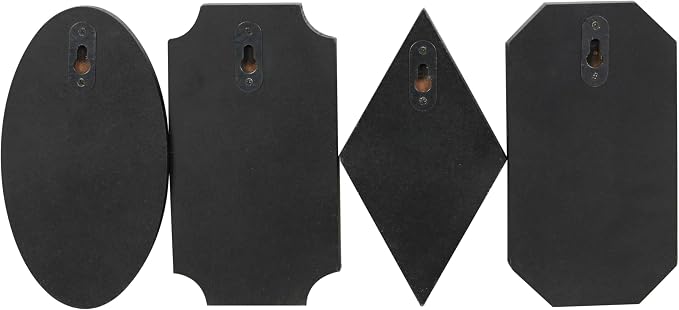 Deco 79 Wooden Home Wall Hook Vintage Inspired Coat Hooks with Black Beaded Frames and Varying Geometric Shapes, Set of 4 Hooks 4'W, 7'H, Brown - Image 7