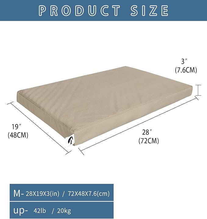 Waterproof Leather Dog Bed Crate Pad, Durable Brown Pet Mattress for Medium Dogs Pet Beds with Wipeable Covers, Easy to Clean Washable Mat for Cage - Image 9