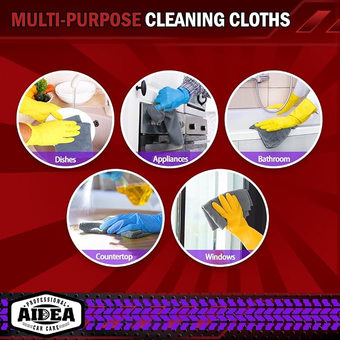 AIDEA Microfiber Cleaning Cloth 12 Pack, Microfiber Towels for Cars, Soft & Absorbent Cleaning Rags, Premium Lint Free Shop Towels for House, Kitchen, Car, 12inx16in, Grey - Image 7