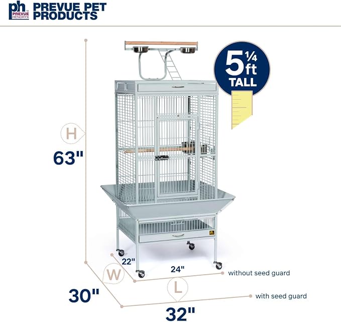 Prevue Pet Products Wrought Iron Select Bird Cage - Large Steel Cage with Rolling Stand and Seed Guards, Durable Design, Ideal for Conures and Medium Birds - Pewter Hammertone - Image 9