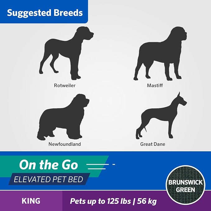Coolaroo On-The-Go Elevated Dog Bed - Foldable Pop-Up Travel Dog Bed with Breathable, Moisture-Resistant Fabric, Carry Bag Included, Lightweight & Portable, Brunswick Green, Extra Large - Image 7