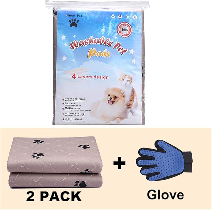 Washable Dog Pee Pads with Puppy Grooming Gloves,Puppy Pads,Reusable Pet Training Pads,Large Dog Pee Pad,Waterproof Pet Pads for Dog Bed Mat,Super Absorbing Whelping Pads - Image 5