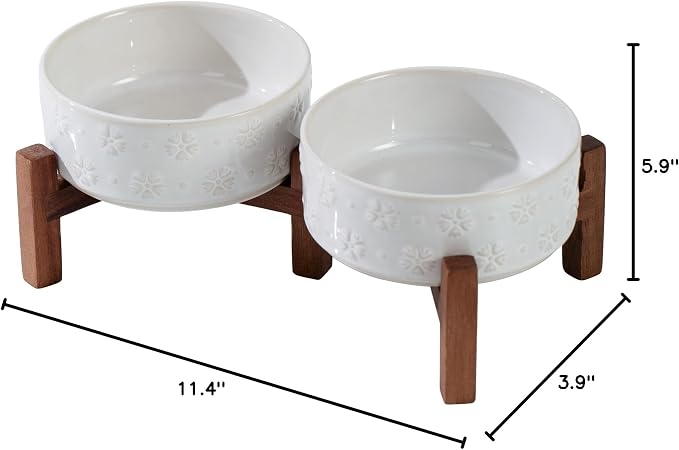 Havniva Elevated Dog Bowls, Ceramic Raised Dog Bowl with Stand | 5.1” Dog Food Bowls Elevated, Dog Food and Water Bowl Set, Non-Slip Acacia Wood Stand, Small Dogs Bowl, 1.6 Cups 13.5 oz - Image 8