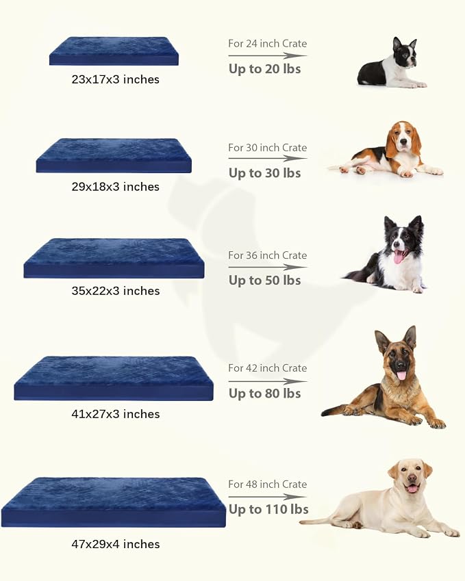 KSIIA Orthopedic Dog Bed for Large Dogs with Waterproof Lining, Blue, 41x27 | Deluxe Soft Plush Dog Crate Bed, Washable Pet Mat with Removable Cover & Egg Crate Foam for Large Dogs Sleeping & Relaxing - Image 6