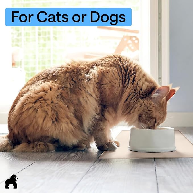 GORILLA GRIP 100% Waterproof Raised Edge BPA Free Silicone Pet Feeding Mat, Dog Cat Food Mats Contain Spills Protects Floors, Placemats for Cats and Dogs Water Bowl, Pets Accessories 23x15 Cream - Image 9