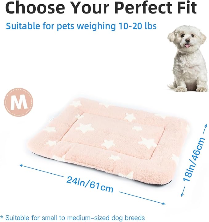 Mora Pets Dog Crate Pad Kennel Bed Crate Mat for Small Dogs Washable Cute Star Pet Bed for Dog Cage Ultra Soft Flat Puppy Cat Kitten Pillow Cushion for Sleeping Anti-Slip Pink 24 x 18 - Image 6