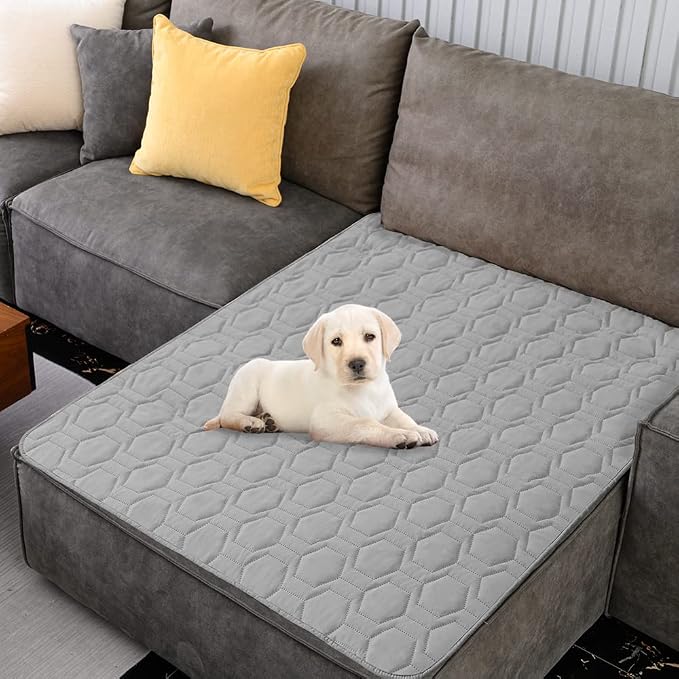 Tcksstex Waterproof and Non-Slip Dog Bed Cover and Pet Blanket Sofa Pet Bed Mat ,car Incontinence Mattress Protectors Furniture Couch Cover for Most Cats Dogs,Pets(52x82-Light Grey) - Image 7