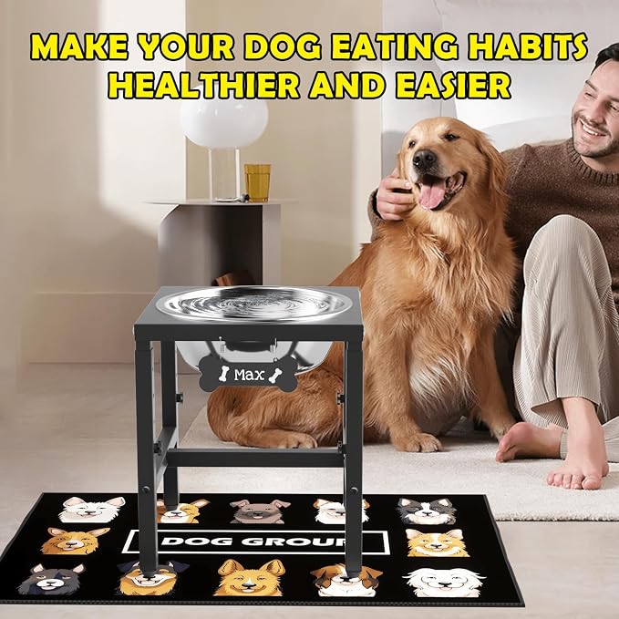 ADENGL 1.32 Gallon Elevated Dog Water Bowl for Large Dogs, 4-Height Adjustable (13–18'') Raised Stainless Steel Bowl with Spill-Proof Mat & Sturdy Metal Stand, Easy-Clean Feeder for Indoor/Outdoor Use - Image 7