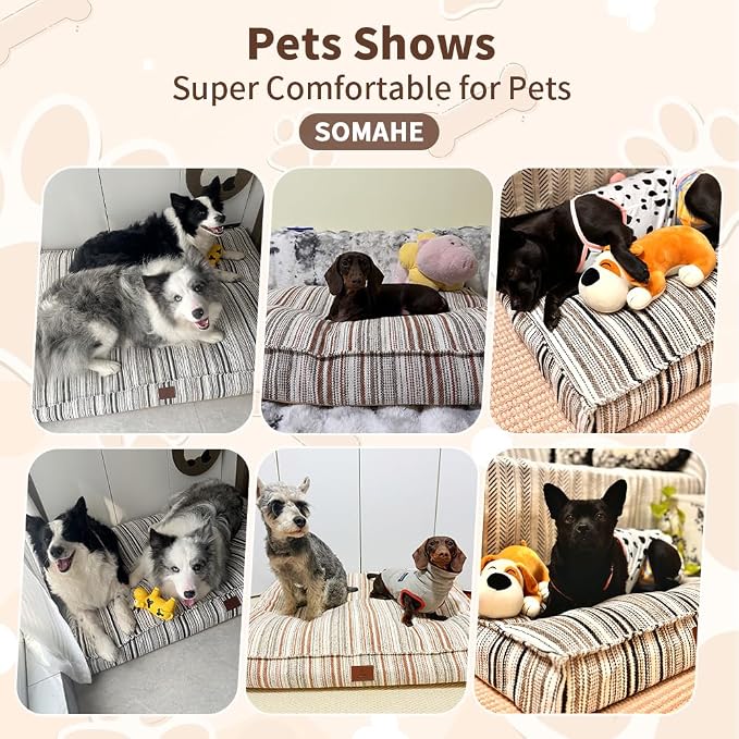 SOMAHE 4 Inch Orthopedic Dog Bed for Crate, 35 x 27 Inch, Orange Chenille | Washable Removable Cover, Waterproof Inner Liner, Non-Slip Bottom, Orthopedic Dog Crate Mattress for Medium & Large Dogs - Image 9