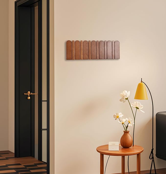 Wall Coat Rack for Entryway: Wooden Modern Heavy Duty 6 Hooks | Foldable Wall Mounted for Small Spaces Entryway Bathroom for Hanging Jacket Towel Backpack - Space Saving Home Decor - Image 9