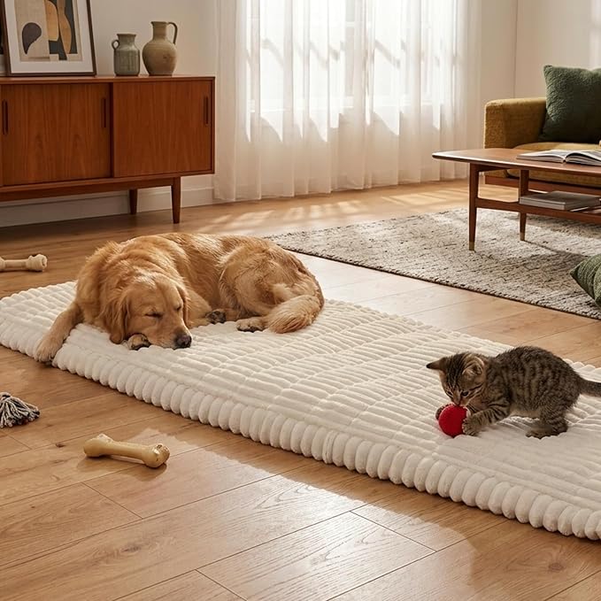 Fixwal Pet and Family Friendly Couch Covers, Washable Non-Slip Dog Mat with Waterproof Backing, Soft Plush Protector for Sofa, Car Seat, Bedside, Playpen, Camping (White, 27.6" x 82.7") - Image 9