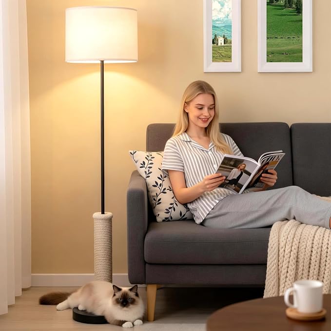 61 Inches Cat Scratching Post, Floor Lamp,Durable Natural Sisal and Heavy Duty Base,Suitable for Living Room Bedroom Dining Room Kitchen - Image 7