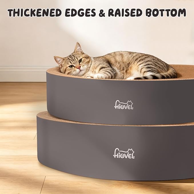 2 in 1 Round Cat Scratching Board, Cardboard Cat Scratcher for Indoor Cats, Corrugated Cat Scratch Pad for Grinding Claws and Rest (16.1'') - Image 6