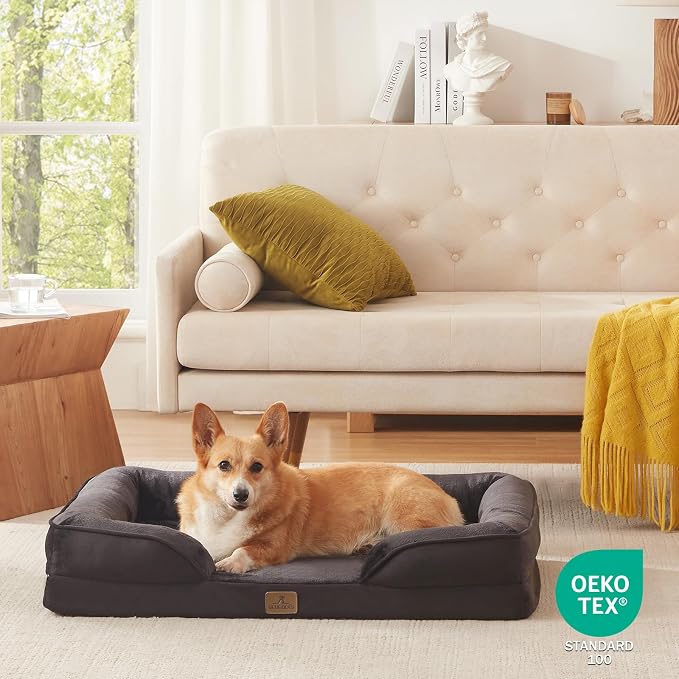 Bedfolks Orthopedic Dog Bed, Waterproof Dog Sofa Bed for Large Dogs, Egg Foam Pet Couch Bed with Removable Washable Cover and Nonslip Bottom, Black - Image 8
