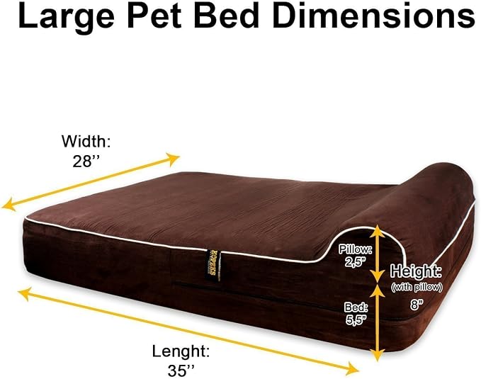 KOPEKS Dog Bed Replacement Cover Memory Foam Beds - Large - 35.0" L x 28.0" W (Brown, Large) - Image 2