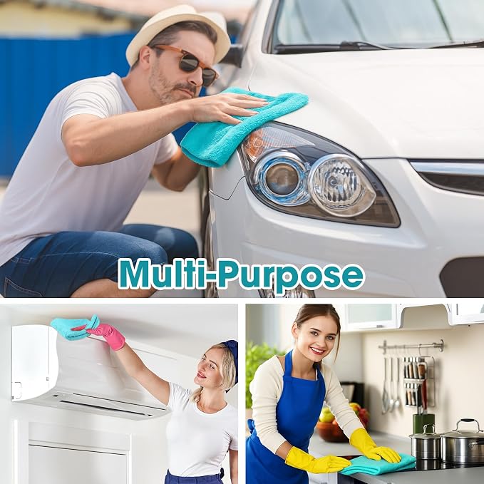Shimeyao 30 Pcs 16 x 16 Inch Edgeless Microfiber Plush Towels for Cars Detailing Drying Wash Polishing Absorbent Cleaning Cloths, 500 GSM (Teal Blue) - Image 6