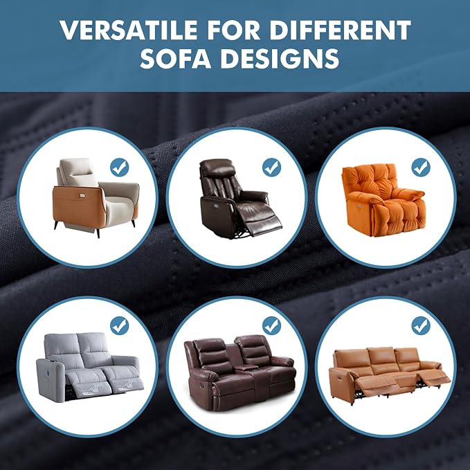 Genina 100% Waterproof Recliner Chair Covers, Anti-Slip Recliner Cover Dog Chair Cover Furniture Protector, Chair Sofa Slipcover for Pets Dogs, 1 Piece (Navy Blue, Recliner) - Image 6